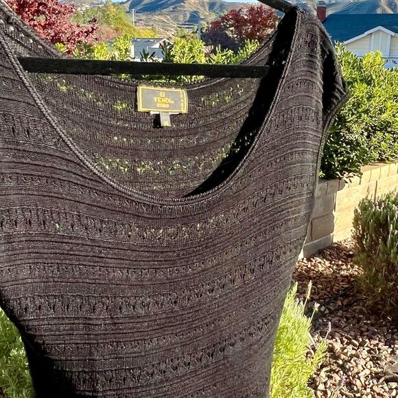 Fendi Crochet Black Top Women’s Small Medium Vintage Knit - Picture 7 of 7